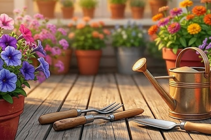 Jardin fleuri de pétunias 2026