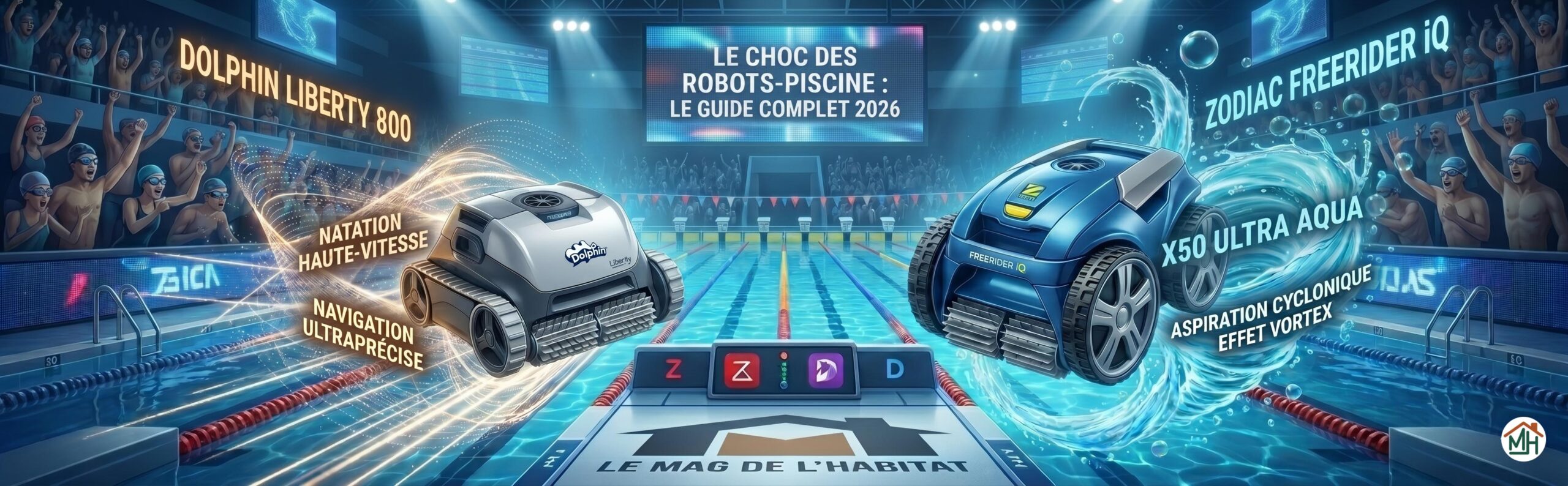 Comparatif robots piscine Dolphin Liberty 800 vs Zodiac Freerider iQ