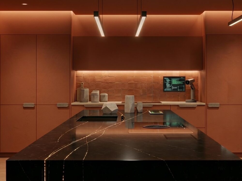 Cuisine moderne et hightech style terracotta