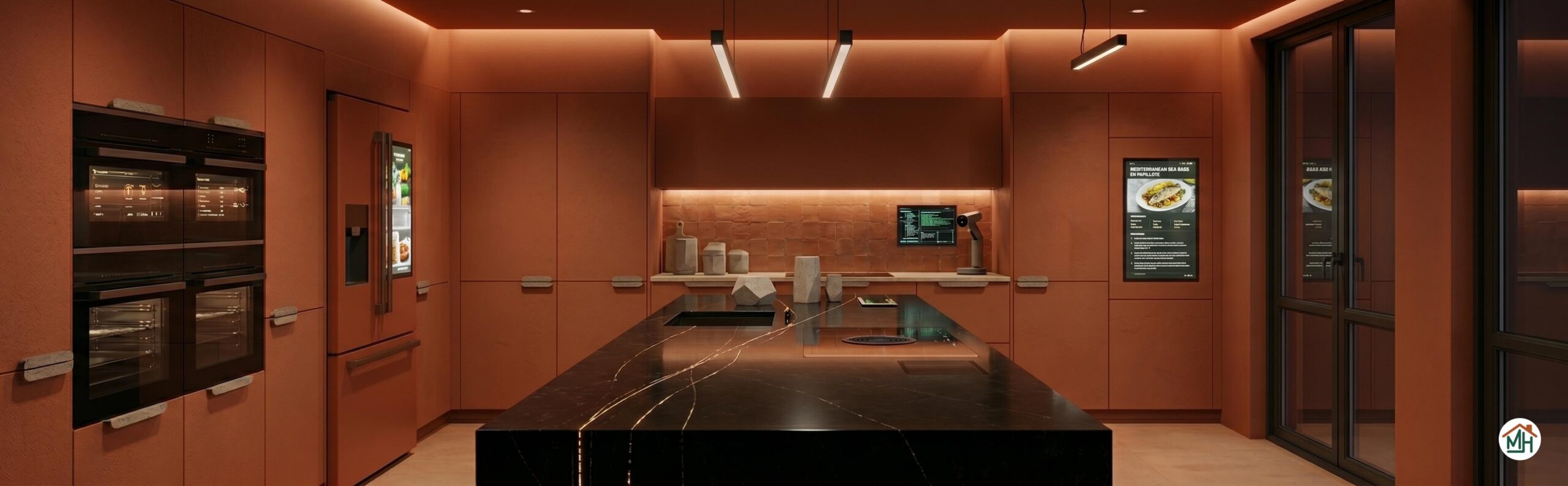 Cuisine moderne et hightech style terracotta