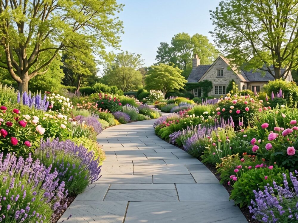 Allee de jardin en paves modernes