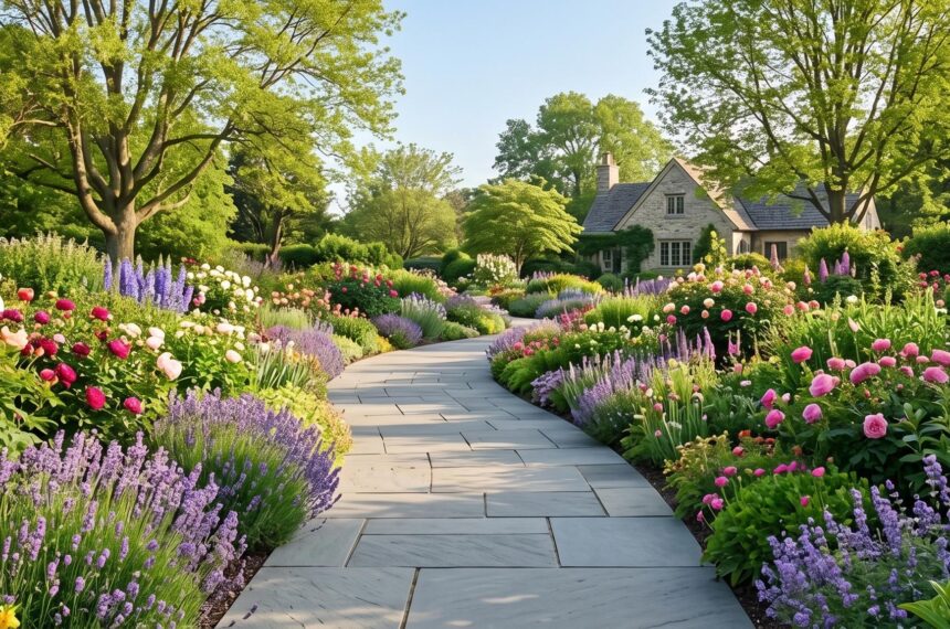 Allee de jardin en paves modernes