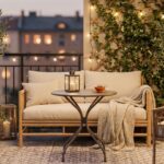 Aménagement d'un petit balcon optimisé avec mobilier compact, plantes vertes et décoration pour un espace extérieur cosy et fonctionnel