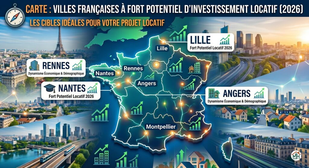 Carte des villes françaises à potentiel d'investissement locatif 2026