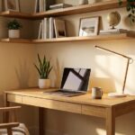 Coin bureau maison moderne et compact avec etageres