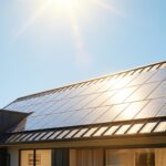 Maison avec panneaux solaires sur le toit pour des économies d'énergie