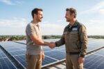 Rencontre entre un propriétaire et un installateur solaire certifié