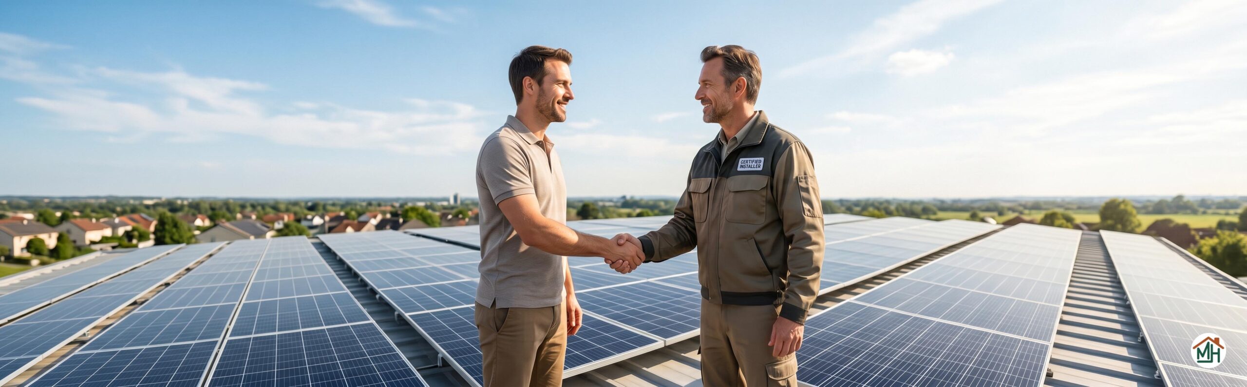 Rencontre entre un propriétaire et un installateur solaire certifié
