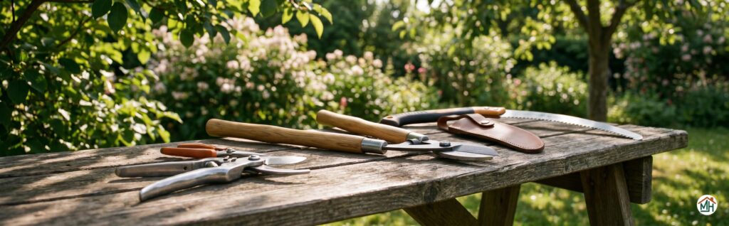 assortiment outils de jardinage professionnels