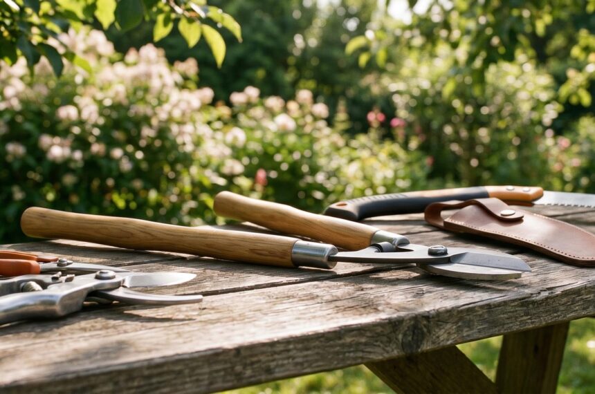 assortiment outils de jardinage professionnels