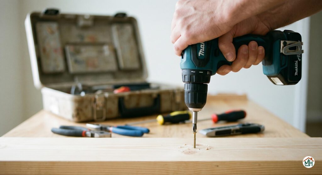 Utilisation d'une perceuse-visseuse sans fil pour un assemblage facile à la maison
