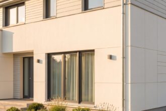 Façade de maison rénovée avec une nouvelle isolation par l'extérieur ITE