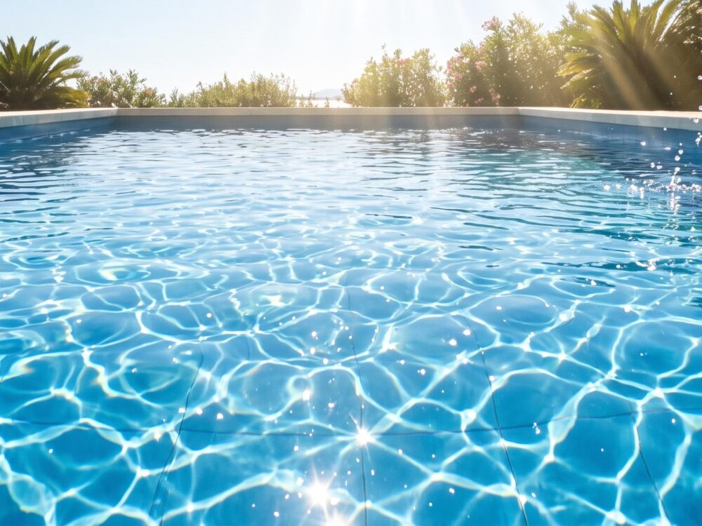 Piscine propre et cristalline en plein été