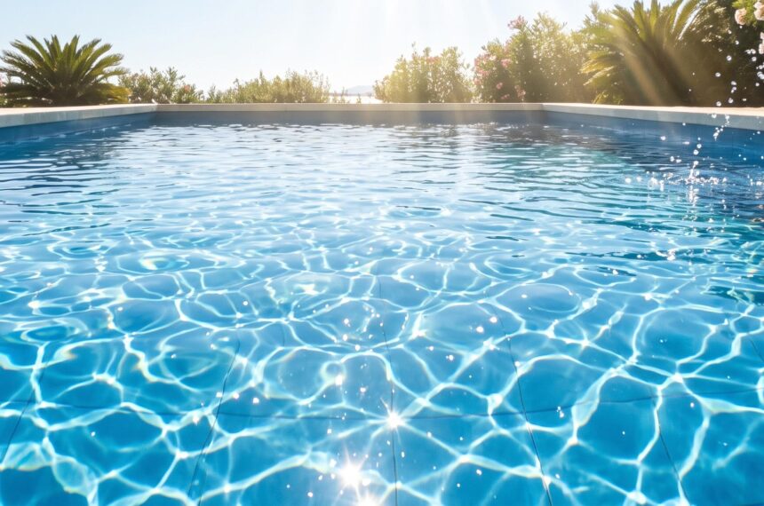Piscine propre et cristalline en plein été
