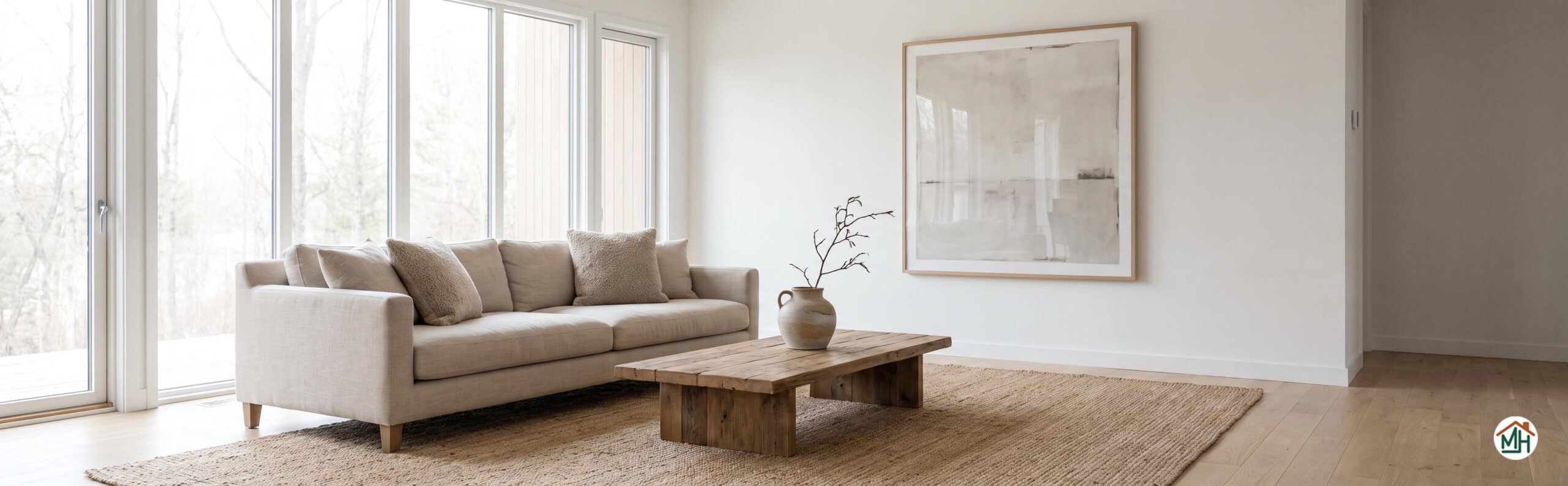 Salon minimaliste chic et lumineux