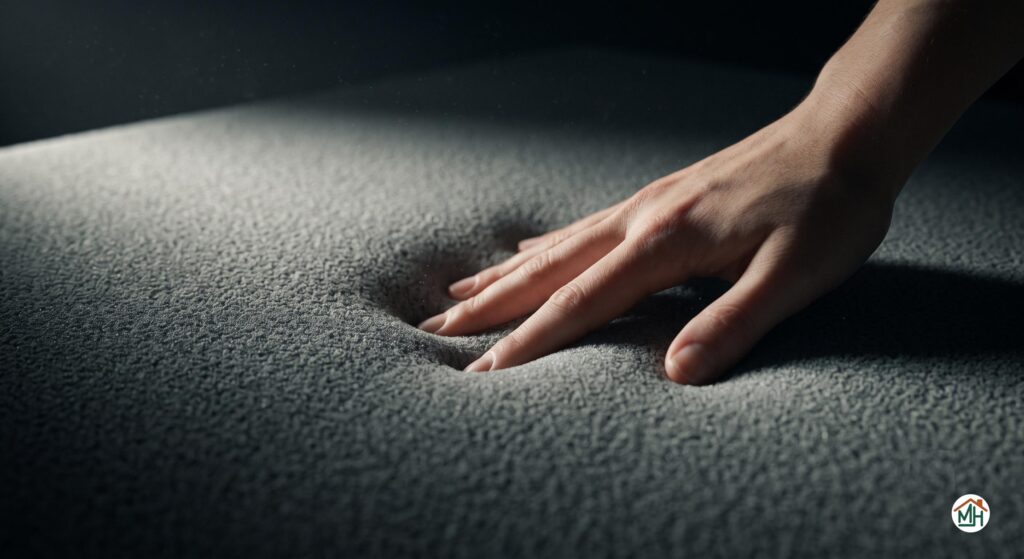 Texture de matelas en mémoire de forme : zoom sur l'élasticité et le confort pour un soutien personnalisé.