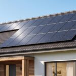 Toit de maison moderne avec panneaux solaires
