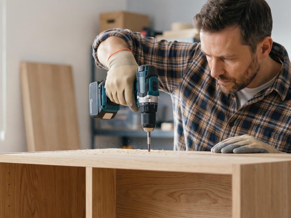 perceuse visseuse pour assembler un meuble en bois