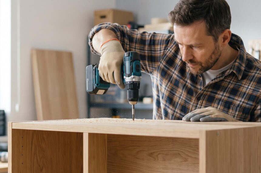 perceuse visseuse pour assembler un meuble en bois