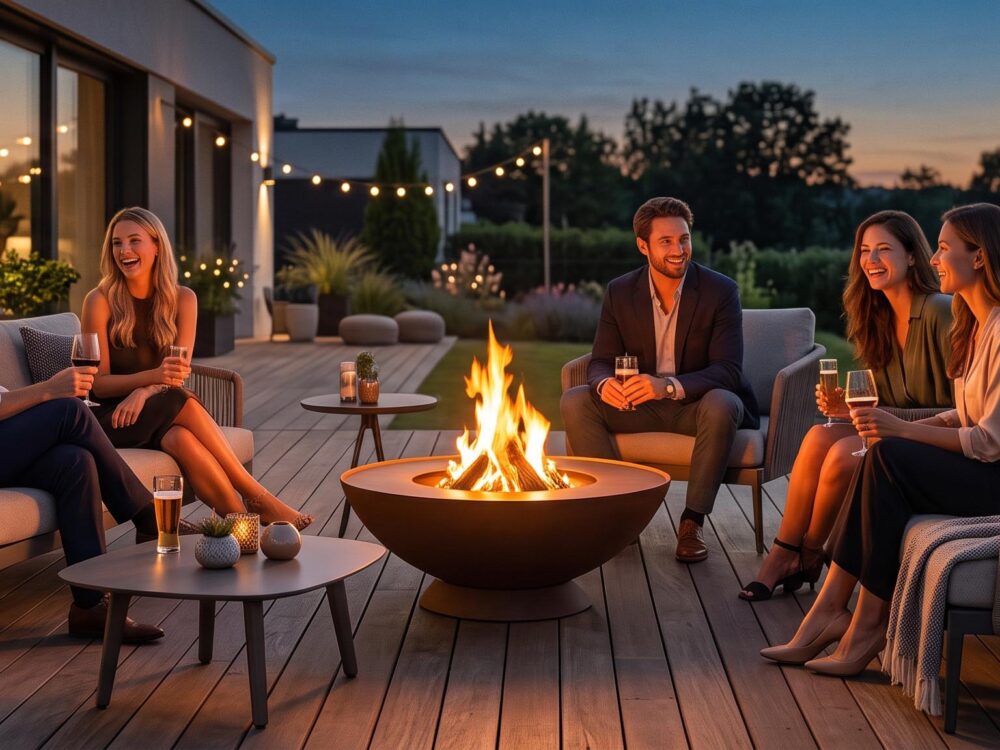 Brasero moderne sur une terrasse design