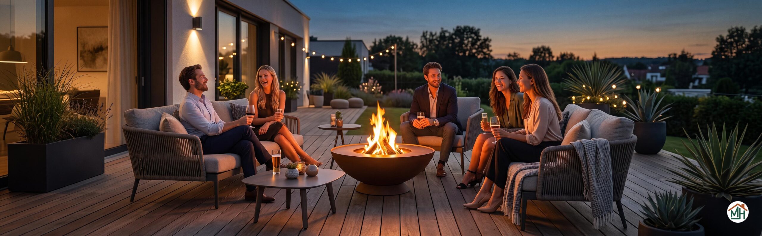Brasero moderne sur une terrasse design