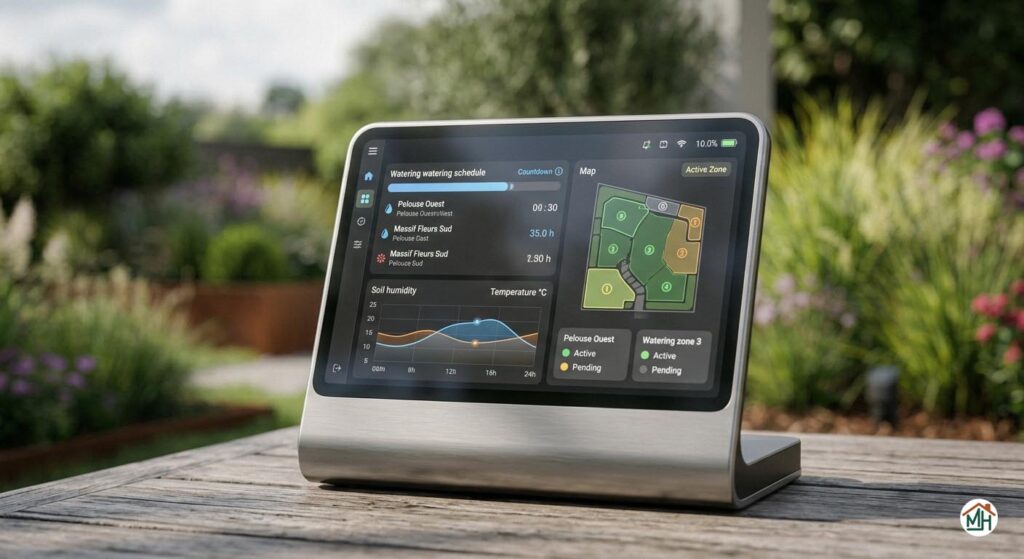 Panneau de commande domotique pour gérer un jardin connecté