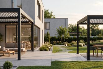 Pergola adossée moderne et pergola autoportée
