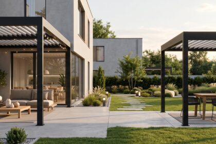 Pergola adossée moderne et pergola autoportée