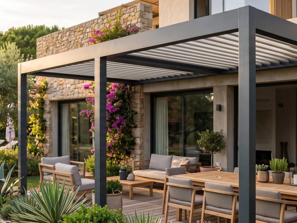 Pergola bioclimatique sur mesure avec lames orientables