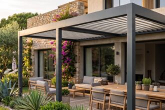 Pergola bioclimatique sur mesure avec lames orientables