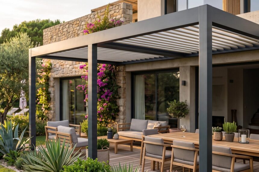 Pergola bioclimatique sur mesure avec lames orientables