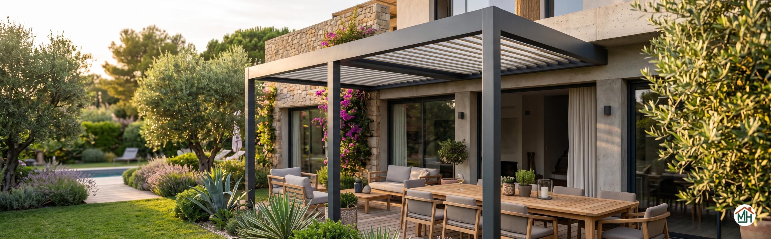 Pergola bioclimatique sur mesure avec lames orientables