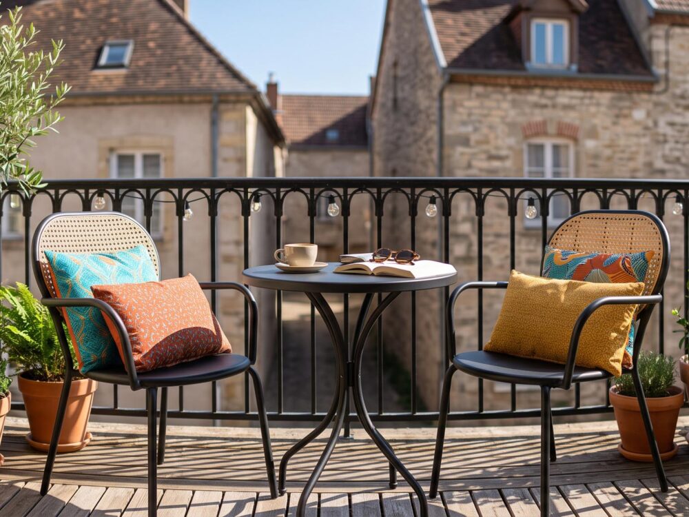 Salon jardin compact et design sur un petit balcon urbain