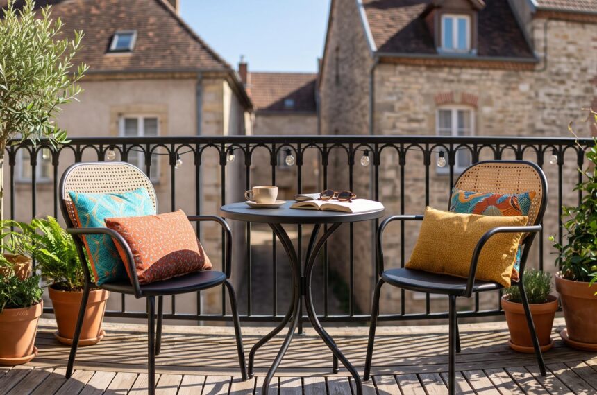 Salon jardin compact et design sur un petit balcon urbain