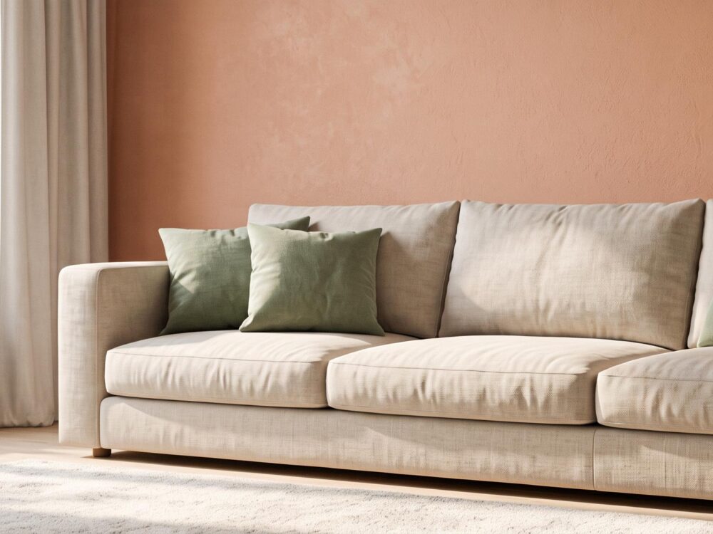Salon moderne mur terracotta
