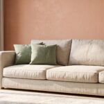 Salon moderne mur terracotta
