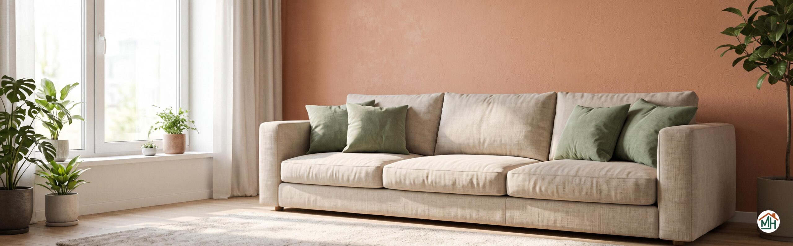 Salon moderne mur terracotta