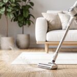 Aspirateur moderne en action dans un salon propre pour un nettoyage efficace et un air sain