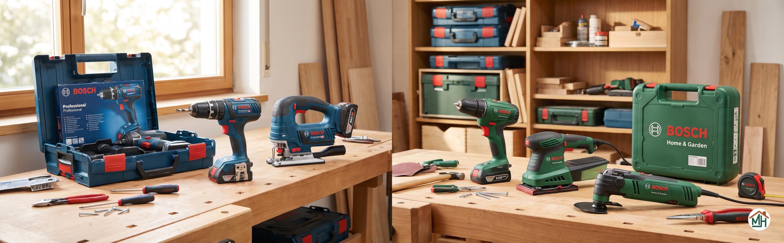 gammes Bosch Bleu professionnelle et Bosch Vert grand public