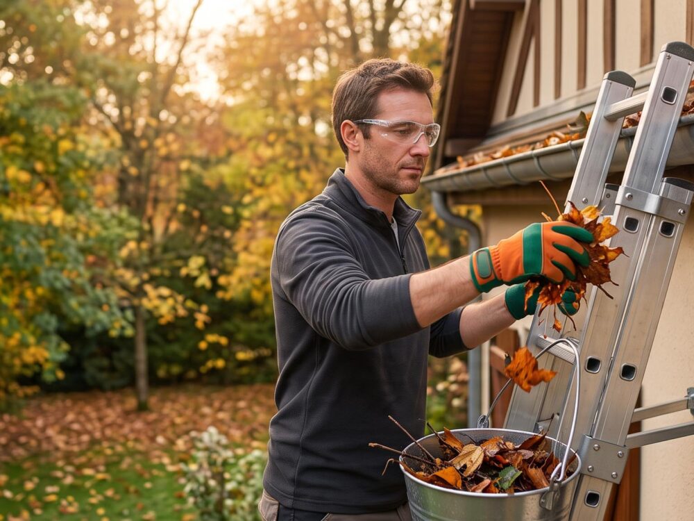 Nettoyer ses gouttières en toute sécurité avec l'équipement adapté avant les fortes pluies d'automne