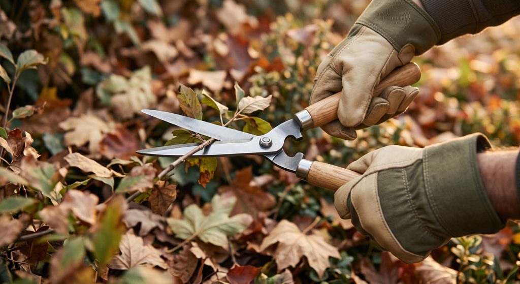 Gants de jardinage et sécateur pour une taille haie jardin précise et respectueuse des arbustes