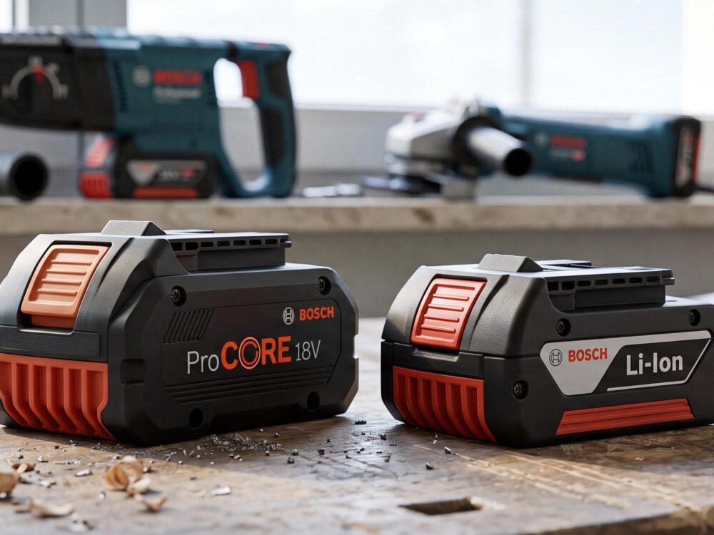 Comparatif batterie Bosch ProCore 18V et Li-Ion standard : autonomie, puissance et performance pour outils professionnels