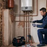 Installation professionnelle d'un système de chauffage central moderne dans une maison ancienne en cours de rénovation énergétique