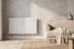 Radiateur à inertie fluide ou sèche moderne dans un salon contemporain