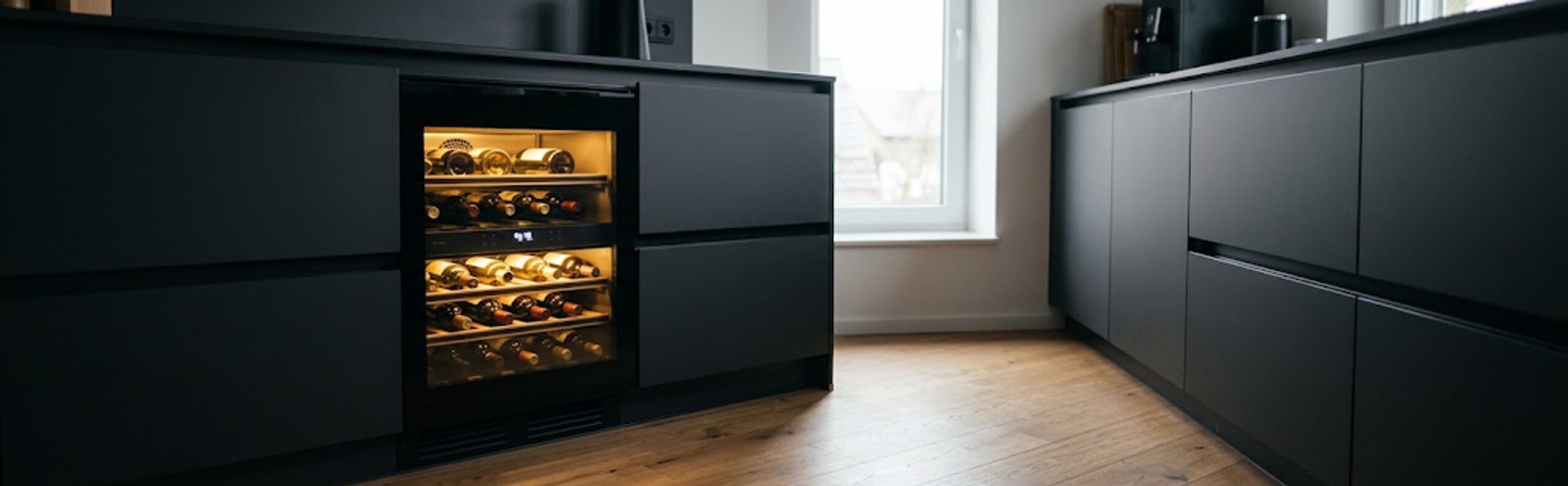Choisir sa cave à vin encastrable dans une cuisine moderne de style contemporain