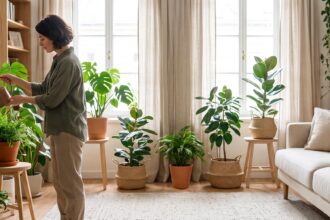 plante depolluante interieur verte dans un salon lumineux et chaleureux